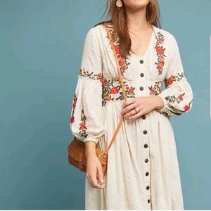 Anthropologie Maeve Gracie Embroidered Dress